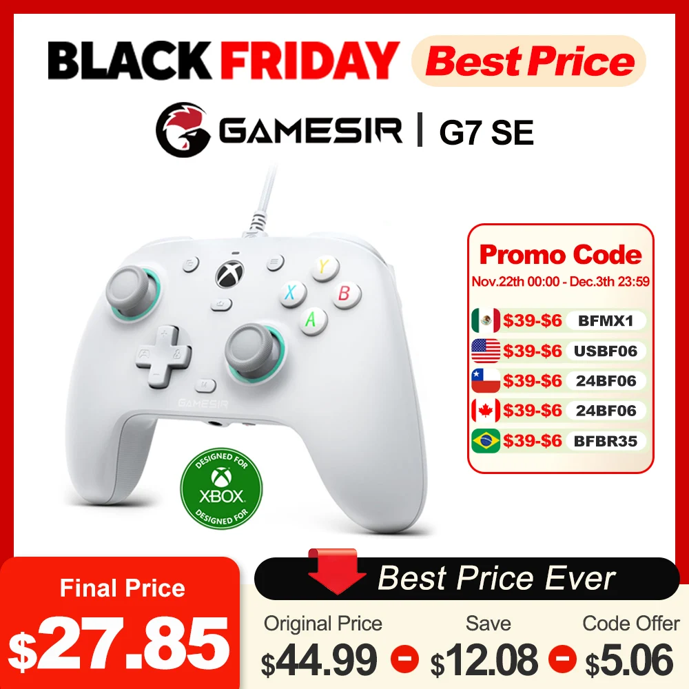 GameSir G7 SE Xbox Wired Controller Gamepad with Hall Effect Joystick and Triggers for Xbox Series X, Xbox Series S, Xbox One