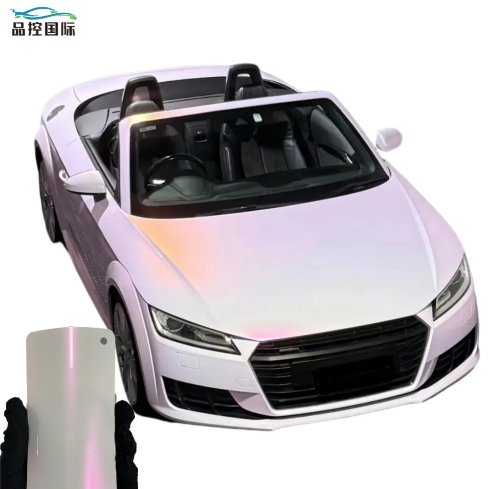 PETブロッサムピンクサテンパールカラーシフトビニールラップ自己修復スクラッチ＆UV耐性グロスPETカラーチェンジPPF