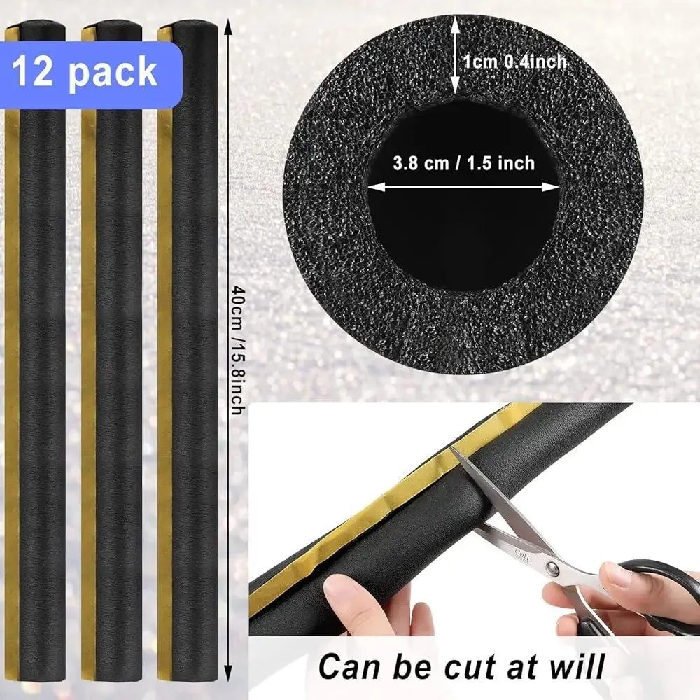 12 عبوة من أنابيب الرغوة الرغوية ذاتية اللصق، أنابيب المياه للحماية الحرارية ذات الشق المسبق للاستخدام الداخلي والخارجي تمنع التجميد