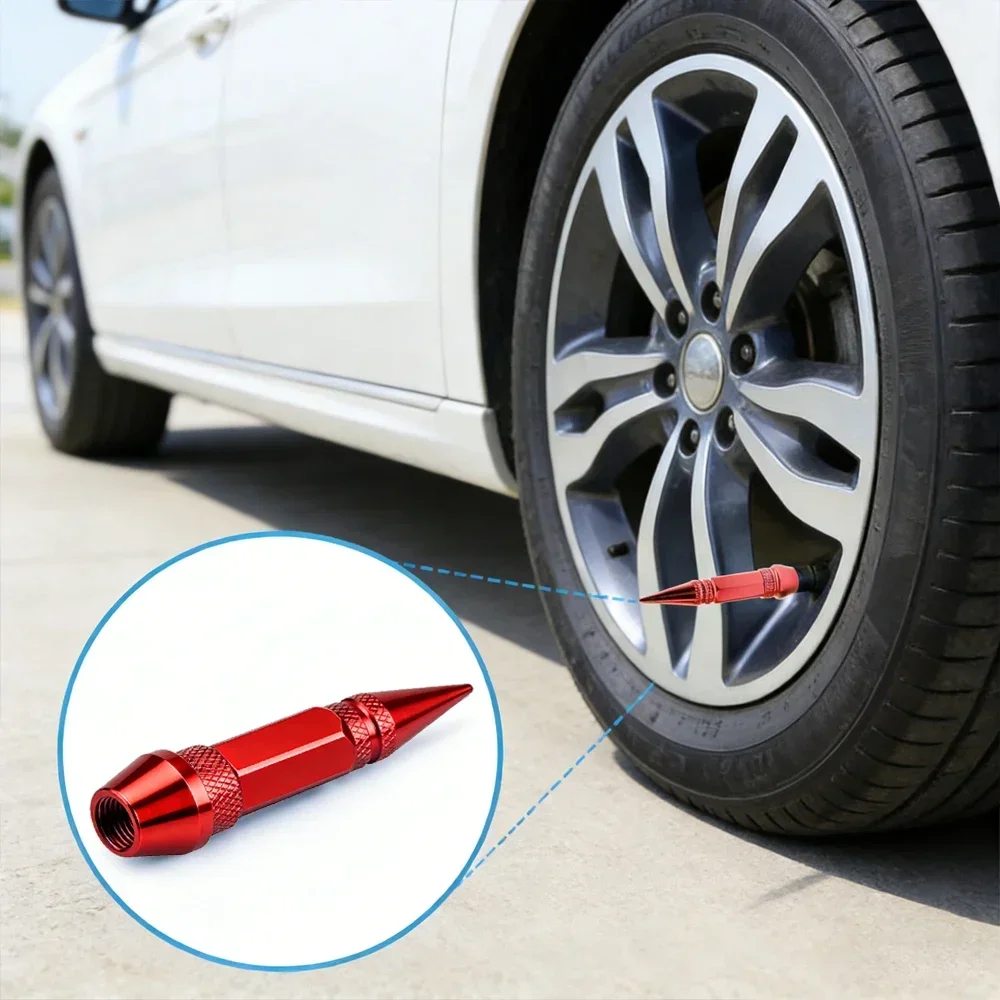4pcs 45mm/60mm Car Bullet Head Screws Valve Caps Personalized Modifications Pointed Valve Tips Bicycle and Motorcycle Tires