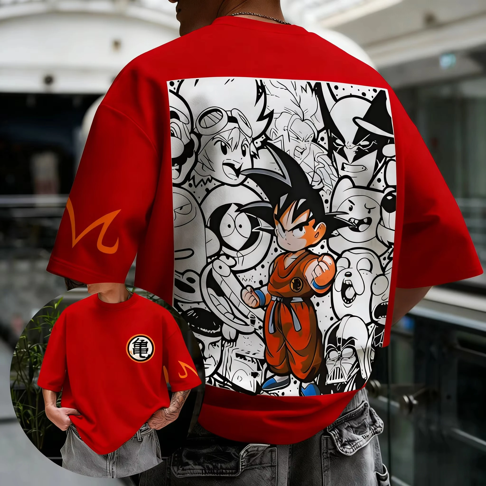 

Dragon Ball Trendy Hot Items Anime Goku Hand Drawn Printed T-shirt Summer New Men's and Women's Trendy Hip Hop Loose Casual Top