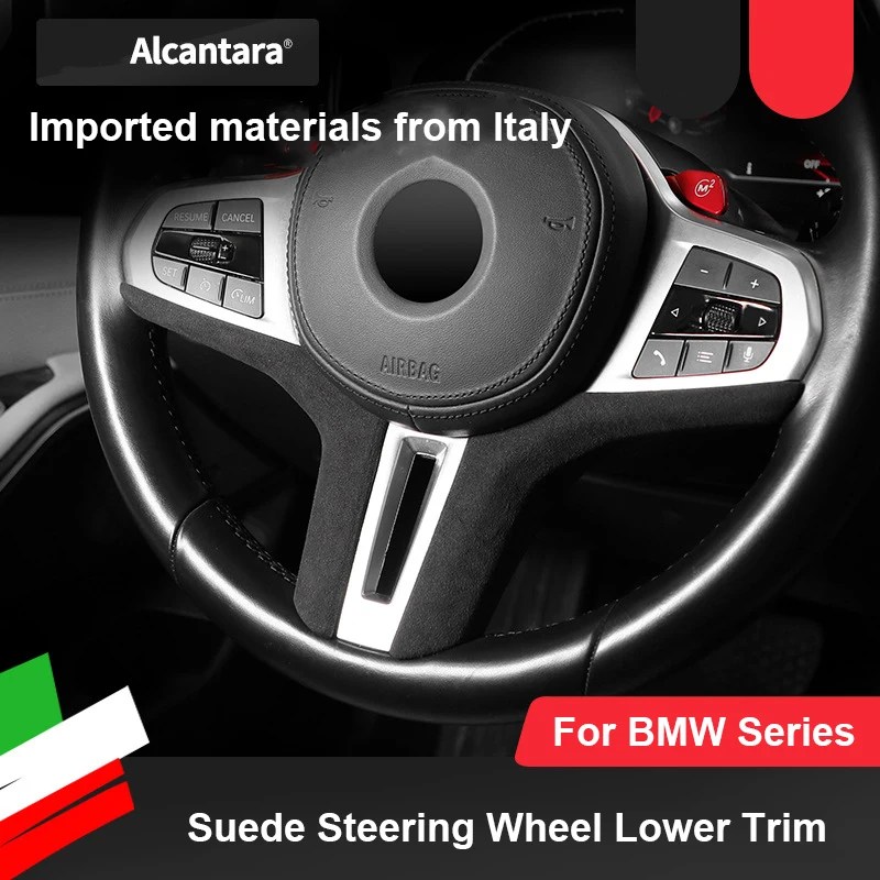 

For BMW 3/5 Series X3 X4 X5 Z4 Car Steering Wheel Frame Cover Sticker Lower Suede Interiors Decorative Trims