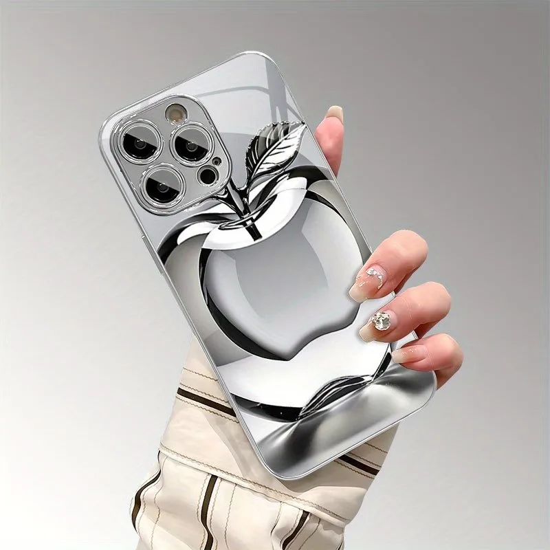 Przezroczyste etui na telefon z kryształkami, wzór Apple, szkło galwanizowane, do iPhone 17 16 15 14 13 12 Pro Max Plus 16E 17 Air Cover
