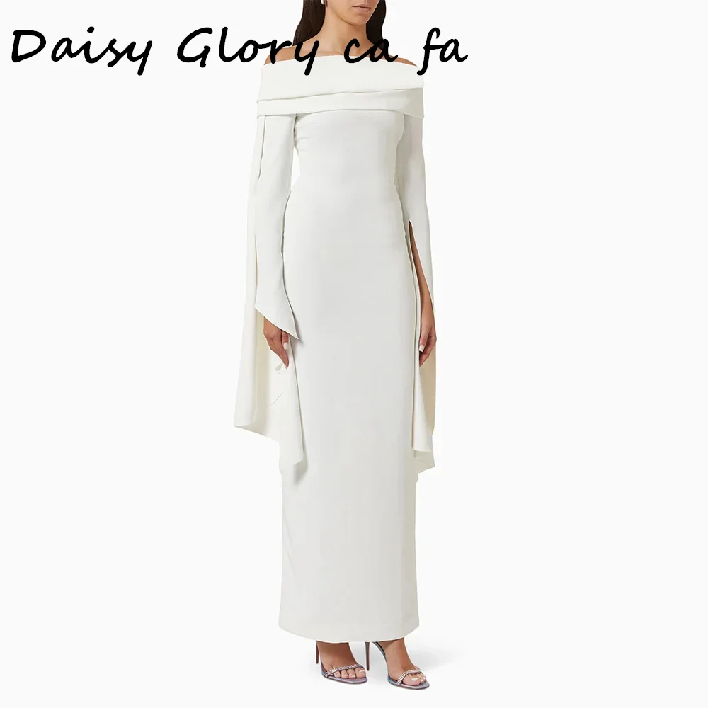 Milk Yellow Evening Dress Prom Gowns Maxi Long Sleeves Sheath Off the Shoulder Custom Color Elegant Women\'s Formal Party Dress