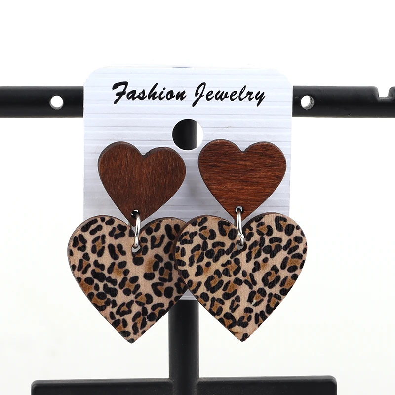 Newest Cute Heart Stud Wooden Earrings can mixed colors