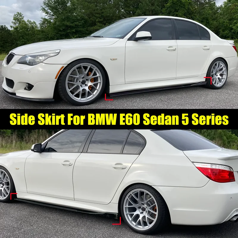 Se encaixa 2004-2010 acessórios bmw e60 e61 5 séries m5 estilo saias laterais do carro extensão rocker painel divisor capa 8 peças abs gloss bl