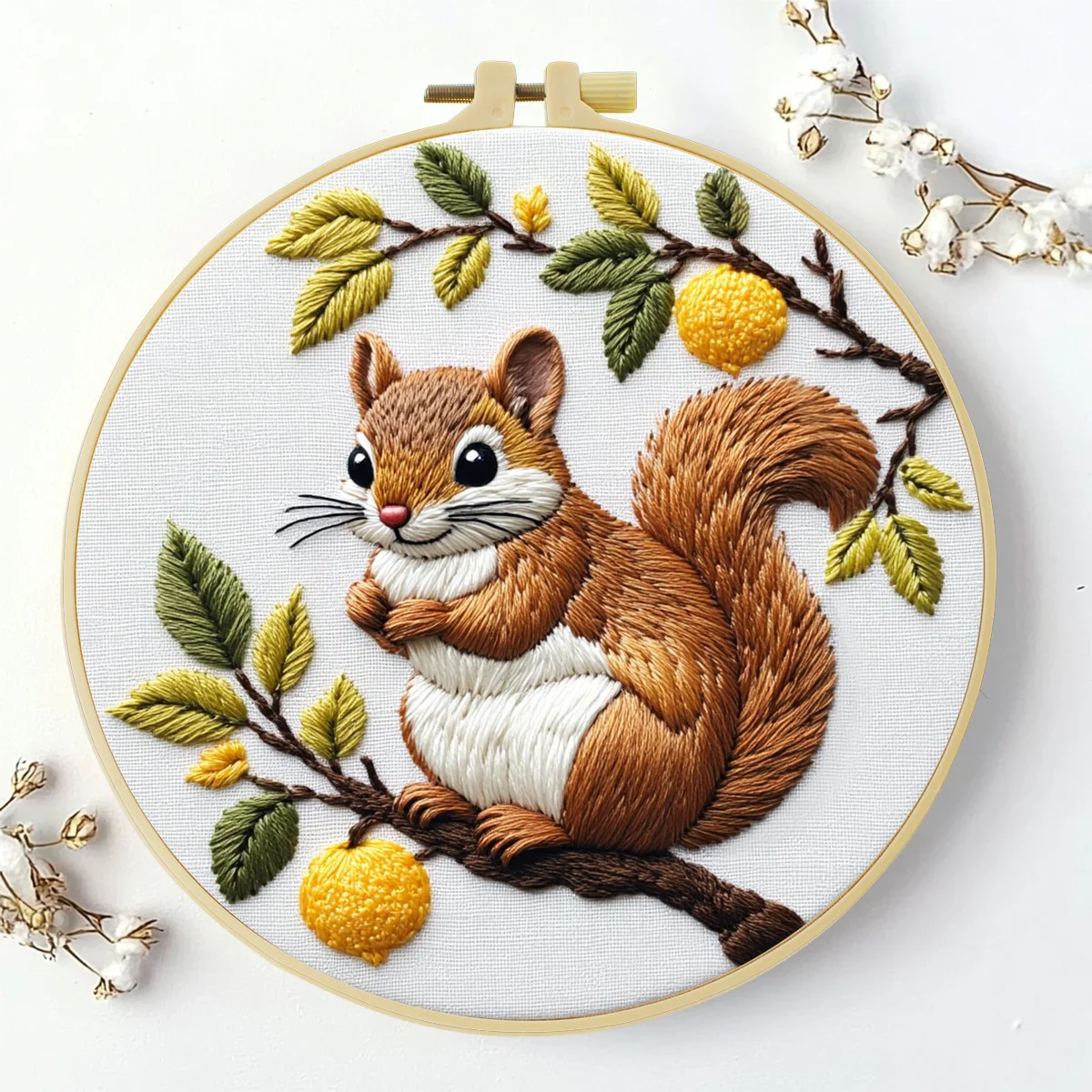 1 Stück 20X20CM/15X15CM 7,87/6,3 Zoll Stickerei-Starter-Kit DIY-Kit Heimdekoration, Eichhörnchen, Stickerei-Set – Detail 3