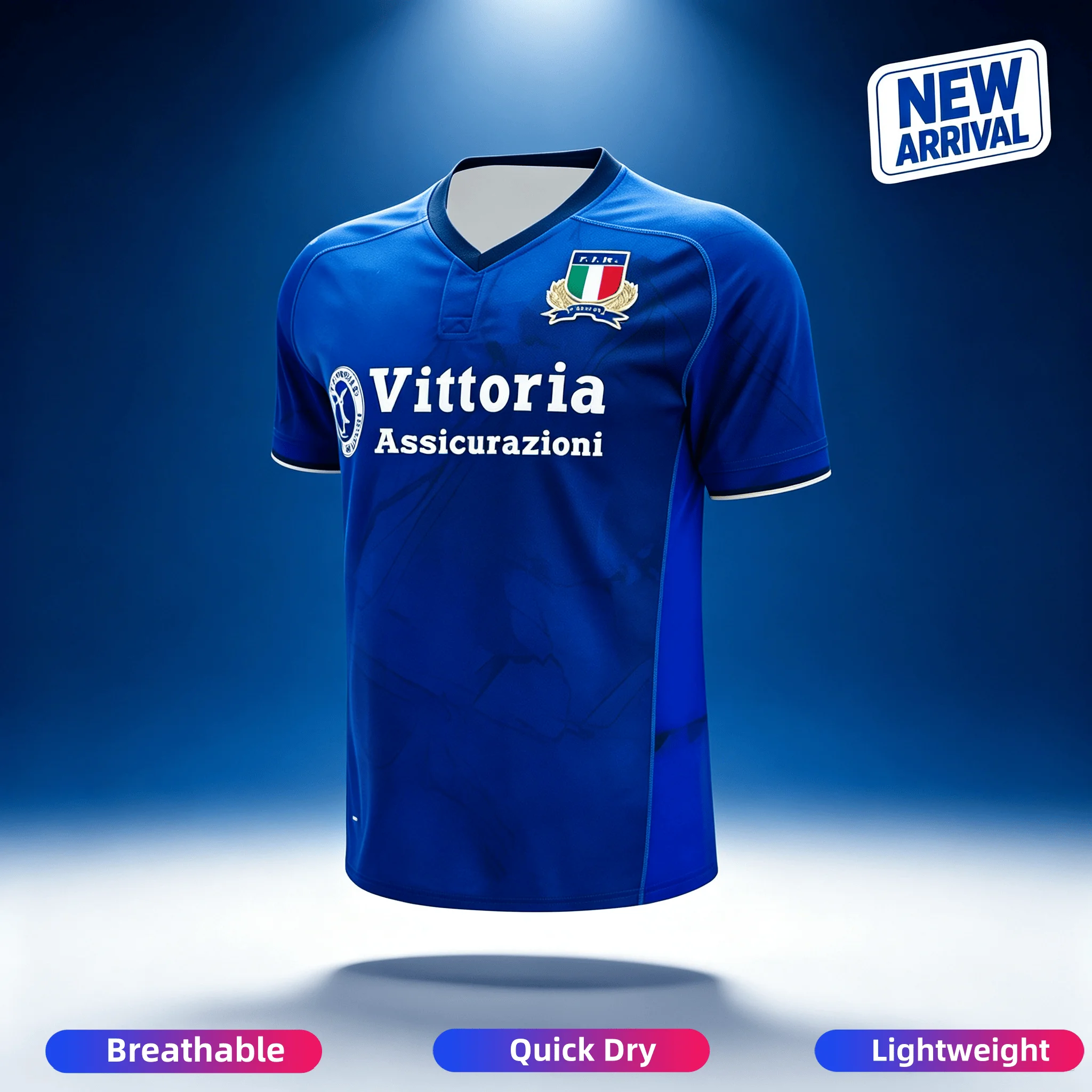 Neues 25_26 Italienisches Rugby-Trikot T-Shirt Fitness Sport Freizeitkleidung Atmungsaktive und Schnelltrocknende Sportbekleidung Familien-Partnerlook Mode