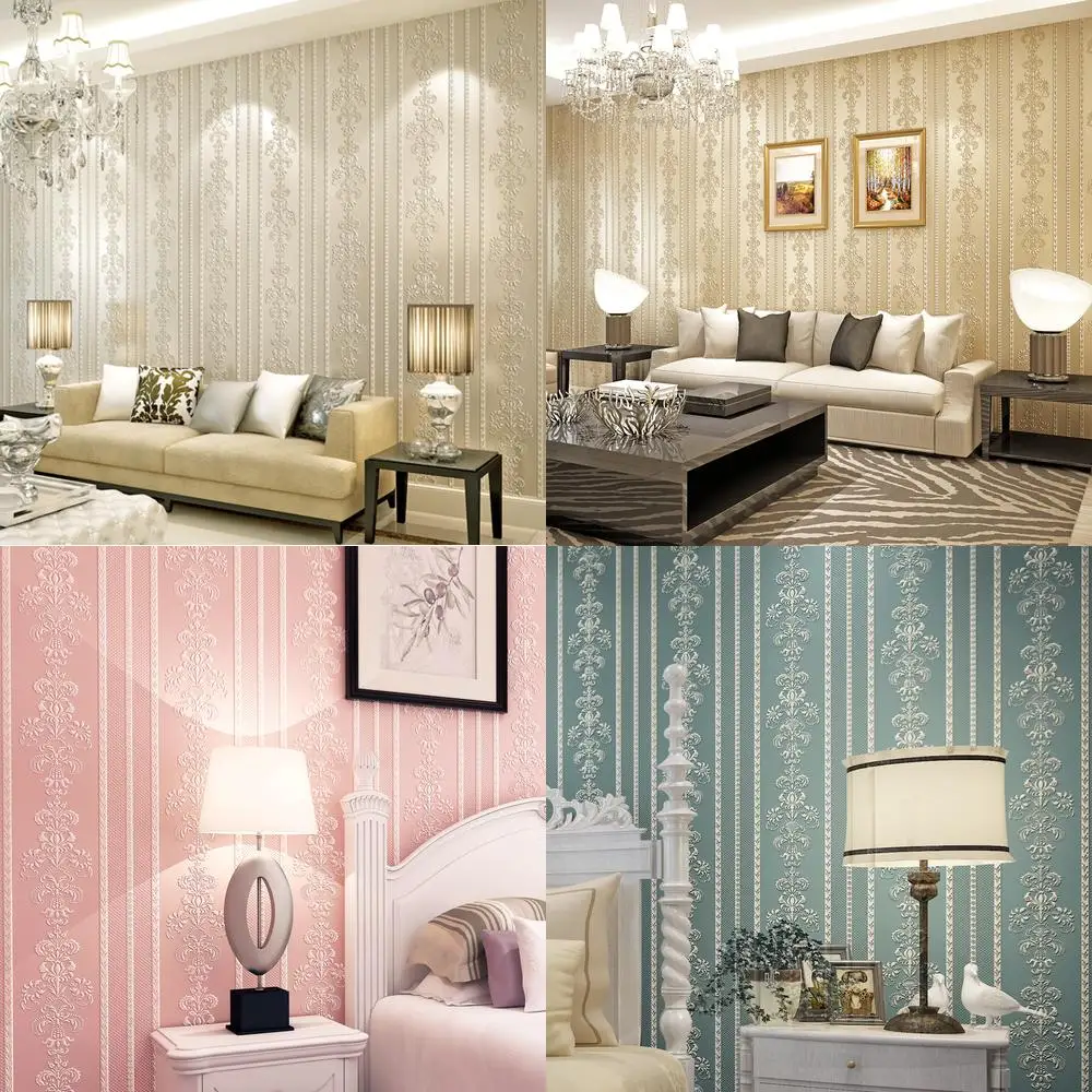 European style striped 3D embossed non woven wallpaper for living room bedroom feature wall wholesale non woven wall covering