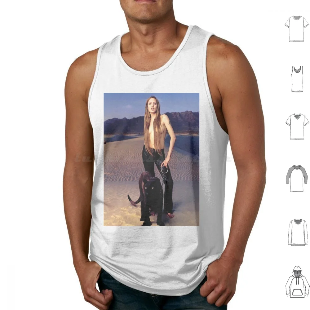 

Thank Angel Tank Tops Print Cotton Angelina Jolie Angelina Jolie 1994 Vintage Model Beauty Fashion Grunge 1990s 90s 90s