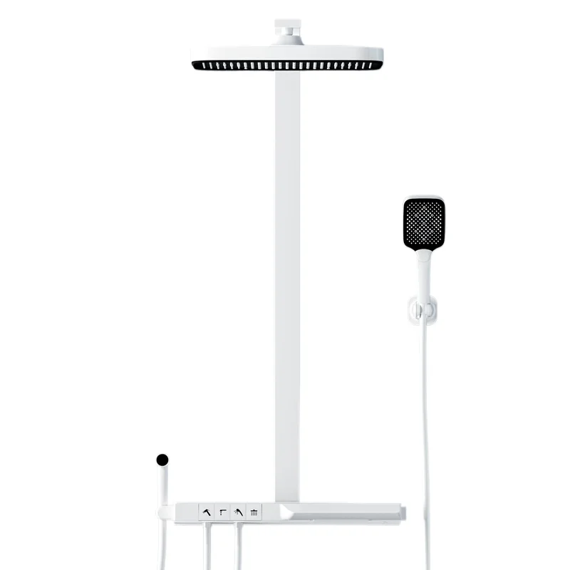 

Bathroom shower shower set All copper constant temperature white hot and cold large main body Square bath and rain