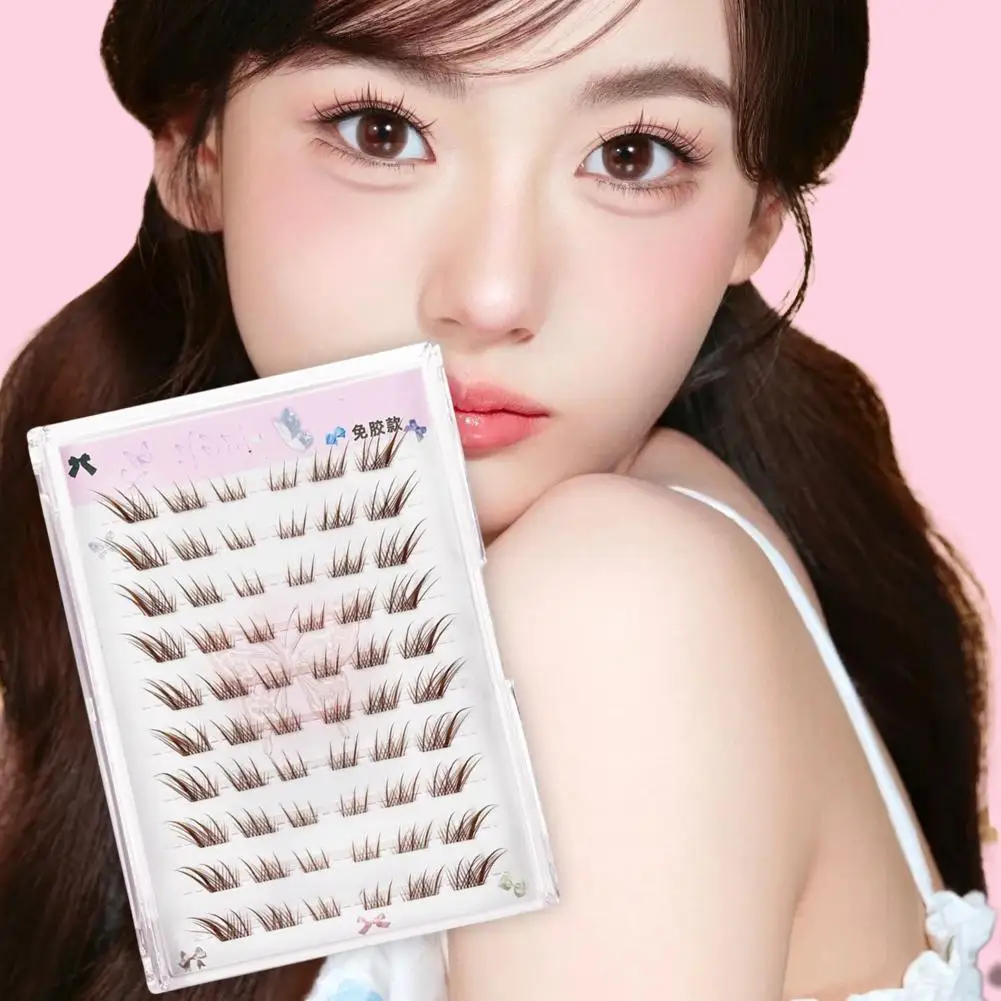 Cils en grappe marron, greffage de Volume individuel, inclinés, Extension unique, grappe volante segmentée R2f9