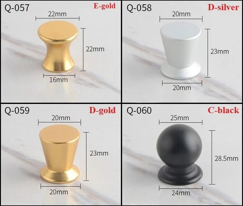 5 Stück einfache Schubladen- und Türgriffe aus Aluminiumlegierung, einfacher moderner Stil, nordische Möbel, Schrank, Mini-Knopf, Einzelloch, bunt – Detail 7