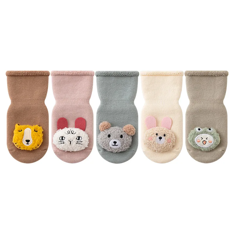 0-3Years Newborn Baby Girl Boy Socks Cute Cartoon Animal Socks Non-slip Kids Floor Socks Winter Warm Socks for Infant Toddler