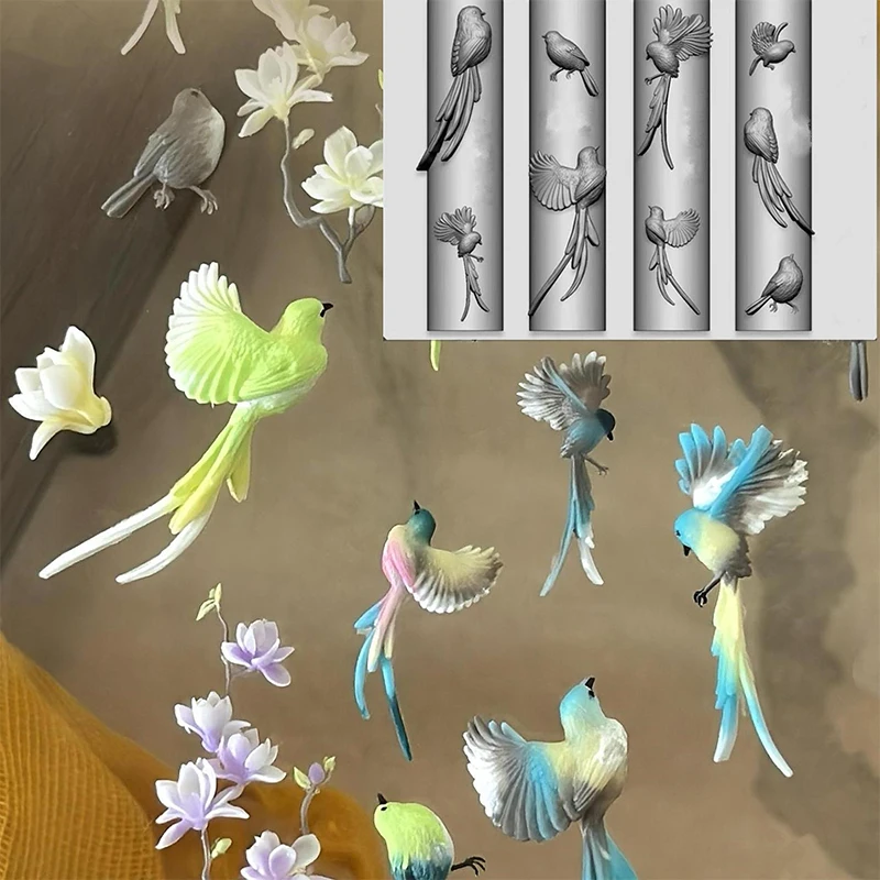 1/2PCS Transparent Silicone Nail Art Mold - Ribbon Bow Ballet Shoes Leaf Bird Carving Template for DIY Manicure Decoration Tool