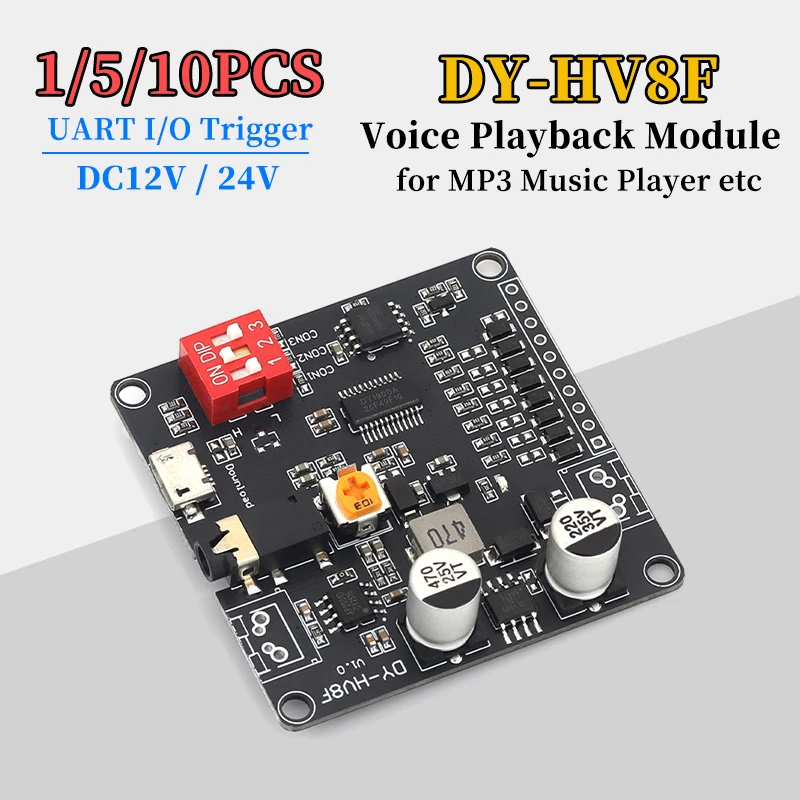 1/5/10pcs DY-HV8F Voice Playback Module MP3 Music Player UART I/O Trigger for Arduino Amplifier Board