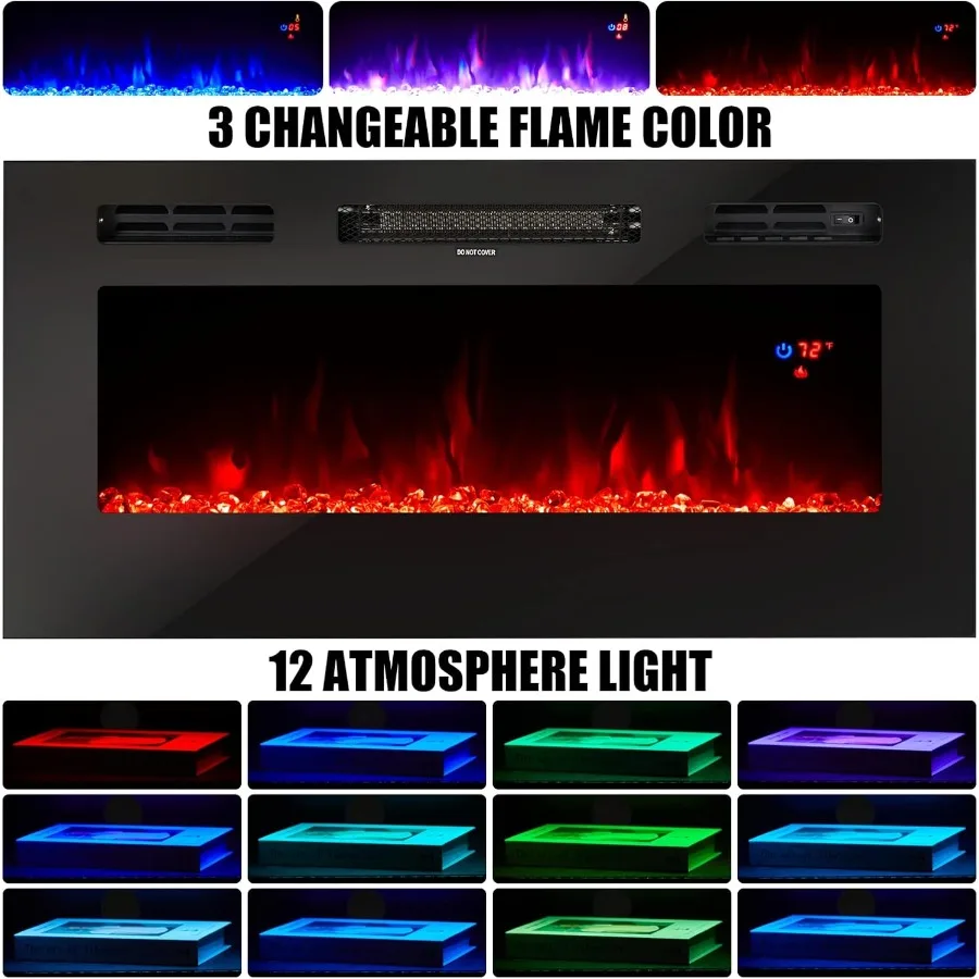 Supporto TV AMERLIFE con caminetto Centro di intrattenimento leggero a LED con 36 caminetti elettrici 70 Supporto moderno per intrattenimento in legno con