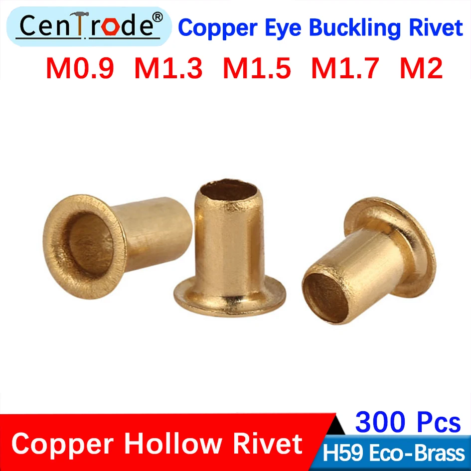 Copper Eye Buckling Rivet Hollow Copper Hollow Rivet Through-hole Rivet GB867-86 M0.9-M2.5 300PCS