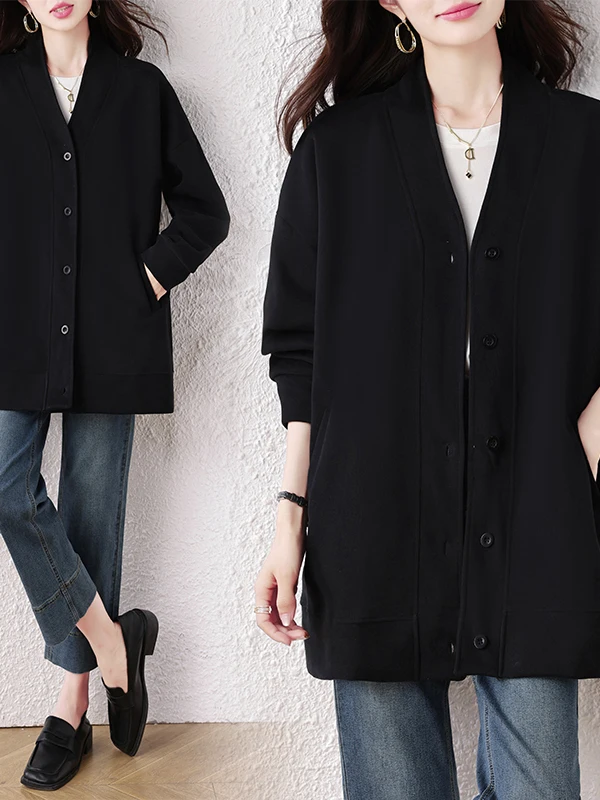 เสื้อโค้ทผู้หญิงทรงสลิม แฟชั่น เรียบง่าย สไตล์หวาน สำหรับสาวพลัสไซส์ ทรงหลวม ใส่สบาย ความยาวปานกลาง