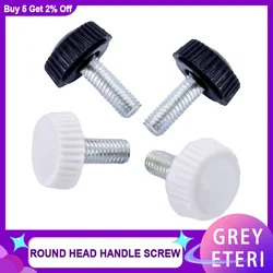 5-20Pcs M4 M5 M6 Black or White Plastic Knob Round Head Handle Hand Screw Knurled Rubber Thumb Screw Plastic Tighten Bolt Nuts