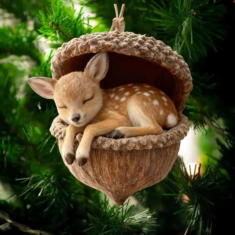 1Pc Animal Ornaments 2D Flat Acrylic Seasonal Decorations Hangable Holiday Xmas Tree Hanging Pendant Decoration