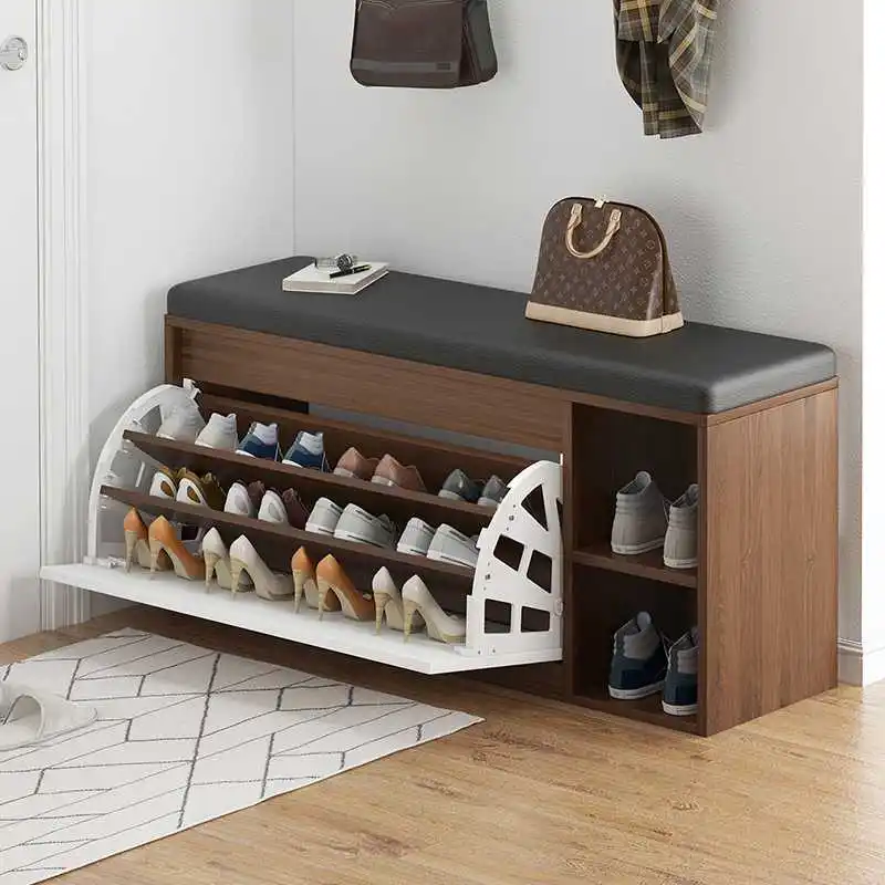 Modern Luxury Shoe Cabinet Organizer Wooden Shoe Rack Shoe Cabinet Furniture With Seat