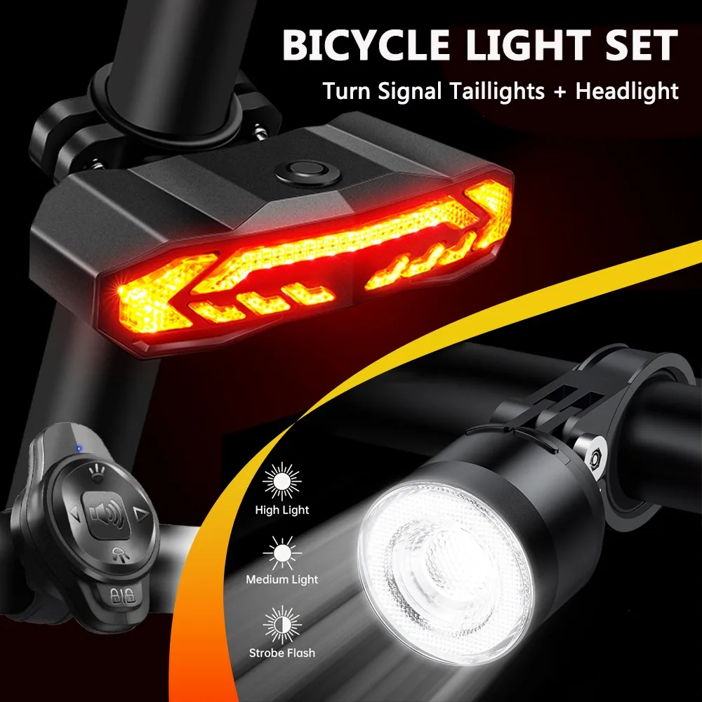 AliExpress Rockbye Bike Headlight and Taillight Anti-theft Alarm Turn Signals Light Waterproof Flashlight USB Charge MTB Road Cycling Accessories