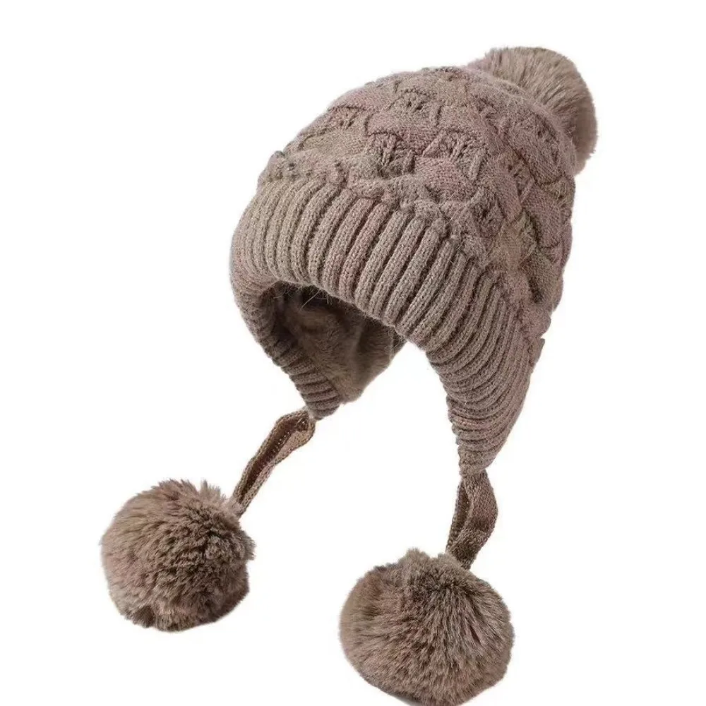 جديد دافئ محبوك قبعة كرات الفراء يندبروف البلوز قبعة Pompom Coldproof سدادات حماية الأذن قبعة الخريف والشتاء