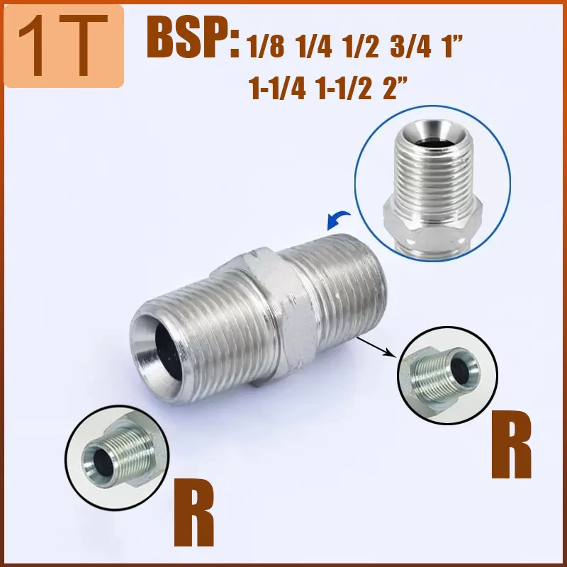 Złącze hydrauliczne typu C prosto przez gwint męski BSP 1/8 1/4 3/8 1/2 1JG 74 zewnętrzny Adapter stożkowy/brytyjski łączniki rurowe