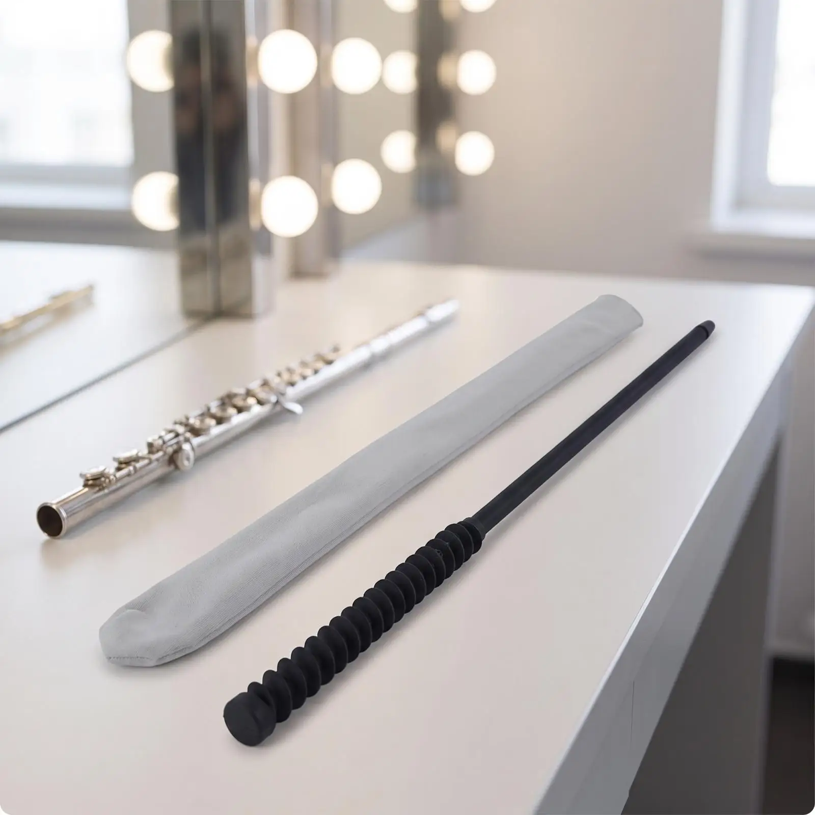 Flute Cleaning Rod with Silicone Sleeve | Profile Design, Non-Slip, Flute Cleaning Rod with Silicone Grip, for Instrument