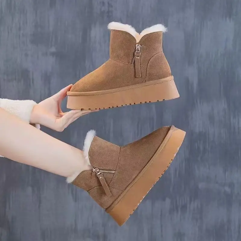 

Height Increasing Snow Boots for Women Yellow Retro Style Y2k High Quality Designer Luxury Sale Winter 2025 Novelty Woman Shoes