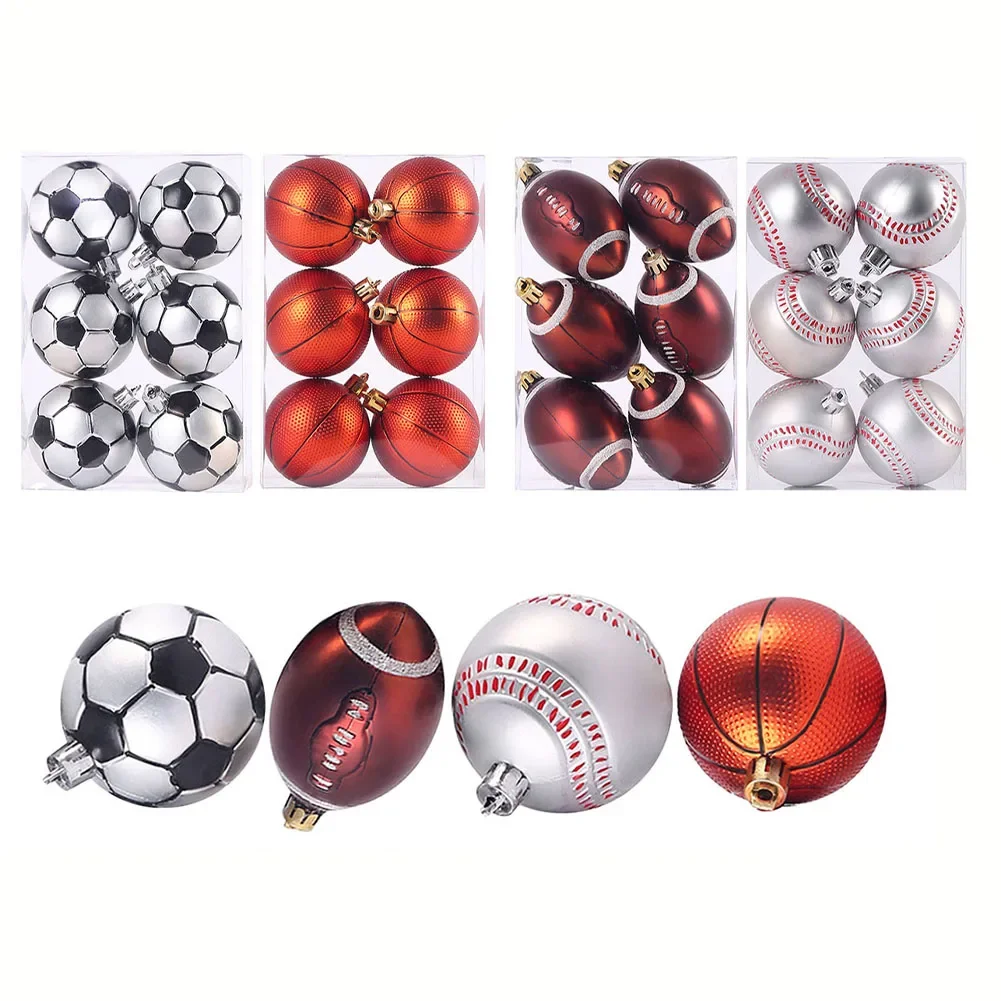 Xmas Decor Christmas Tree Balls Baseball Basketball Baubles Convenient Football Lasting Use Lightweight Practical