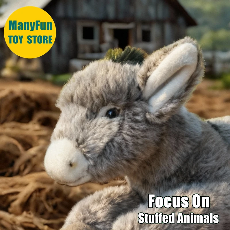 Donkey Plush Toy Realistic Wild Donkey Plushie Lifelike Donkey Stuffed Animal Mule Simulation Doll Collectors