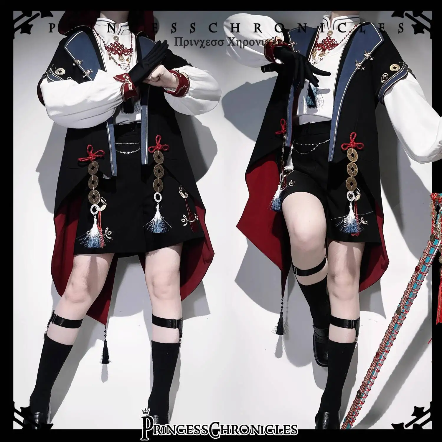New Bring In Wealth And Treasure Chinese Style Han Elements Tops Short Coat Shirt Necklace Fiesta Carnival Halloween Cos Cosplay
