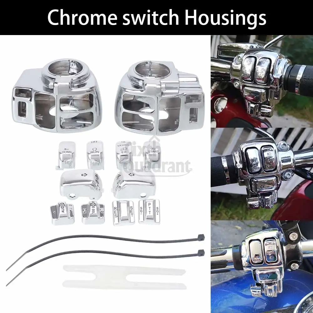 

Motorcycle Accessories 1Pair Chrome Switch Housing Cover Aluminum&Plastic For Harley Davidson 1998-2009 Road Glide FLTR / FLTRI