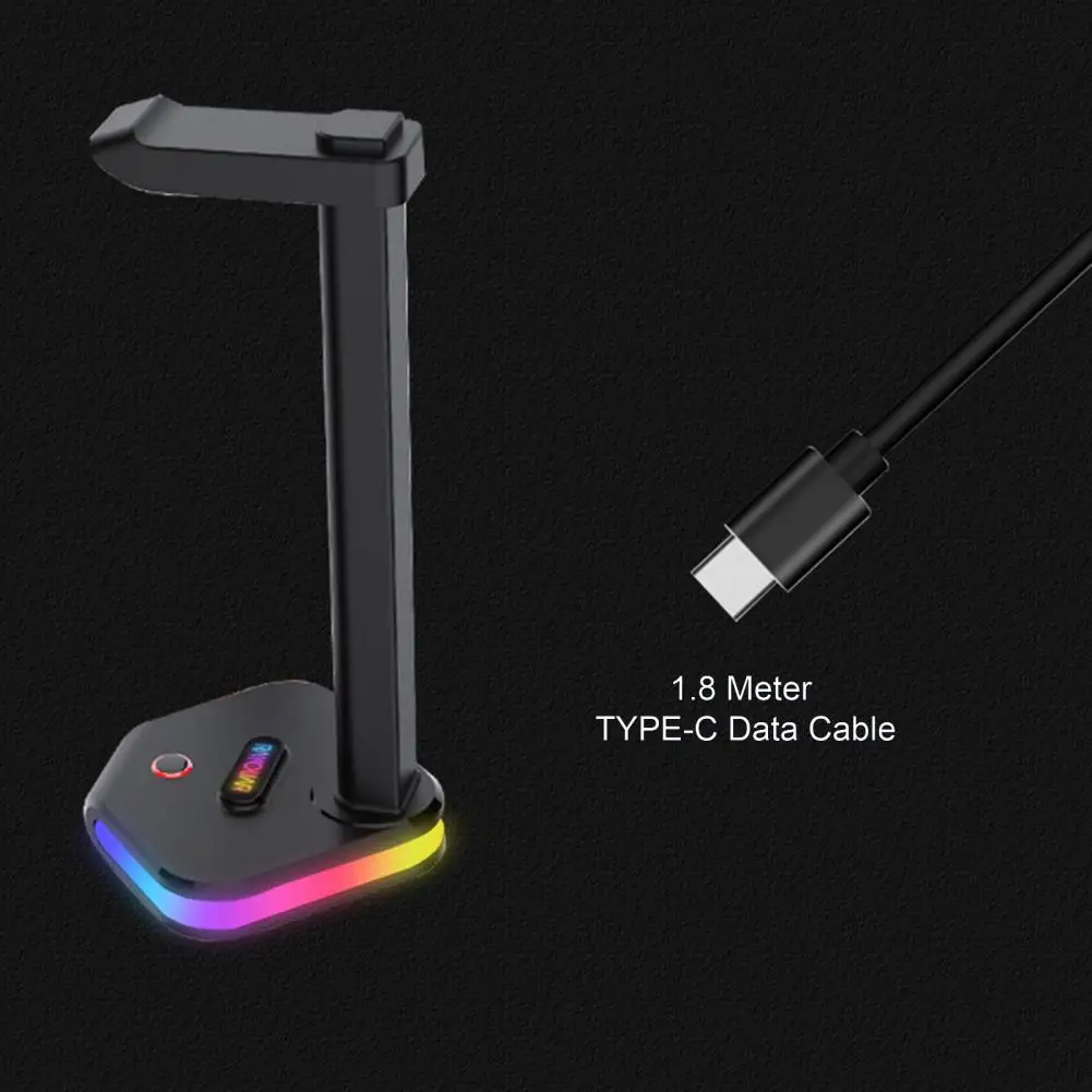 Headphone Stand with Phone Holder Led Headphone Stand Rgb Gaming Headphone Stand with 16 Effects Stable Load Bearing for Gamers