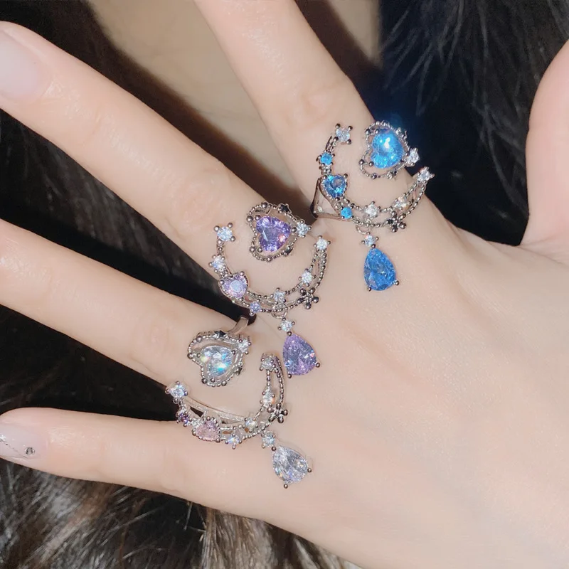 MDLFES Moiss1n الماس نمط الزبرجد القلب الدائري الحلو كول هوت كوتور المد كول نهاية مفتوحة مؤشر الدائري #2