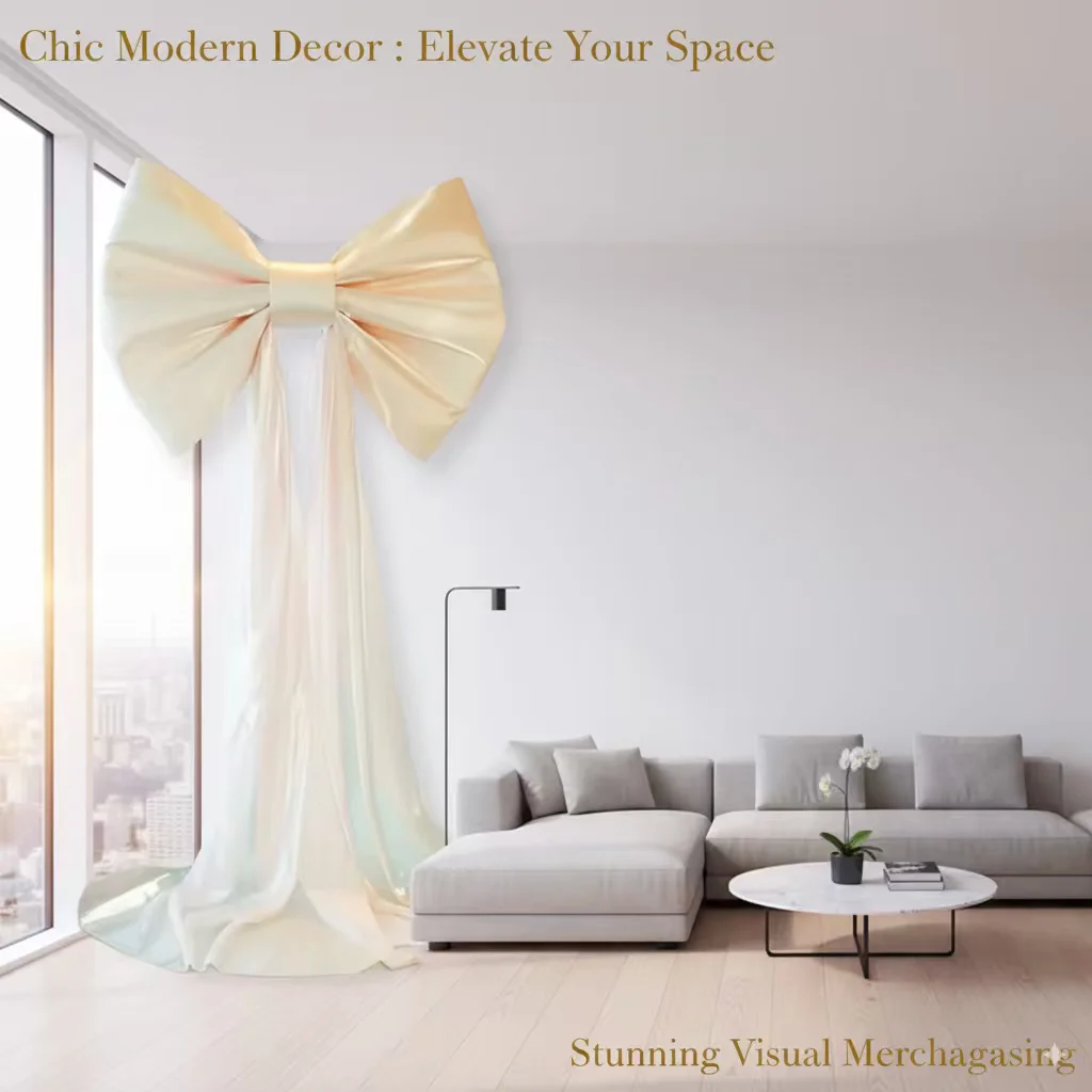 ديكور فيونكة مخملية عملاقة بلون الشمبانيا مثالي لحفلات الزفاف، وحفلات أعياد الميلاد، وإعداد المسرح، وخلفية الحدث، وديكور حائط بشريط DIY لـ C #4