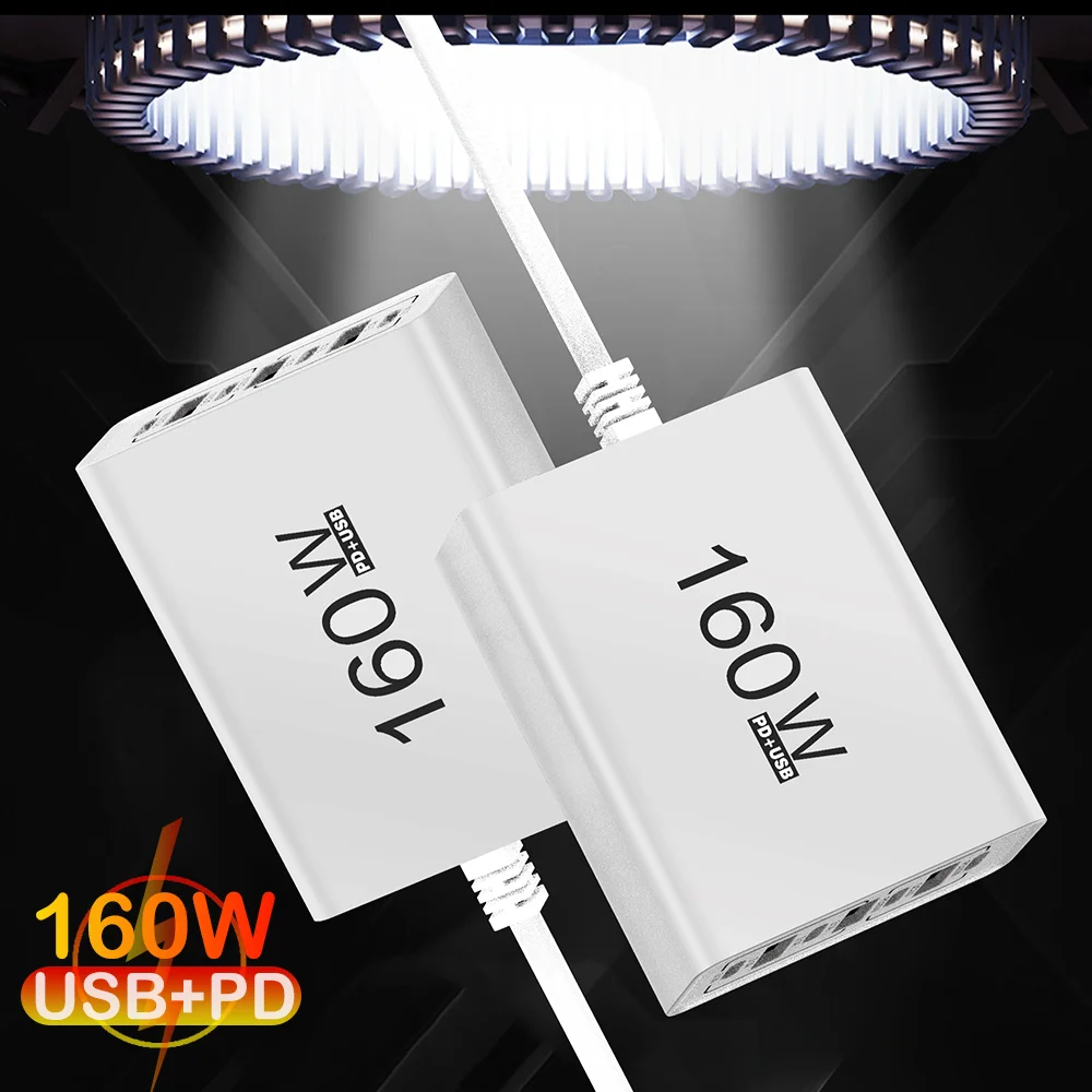 

160W Fast Charging Mobile Phone Charger PD+USB Wired Wall Charger EU/US Plug For iPhone Samsung Xiaomi 15 Smartphone Accessories