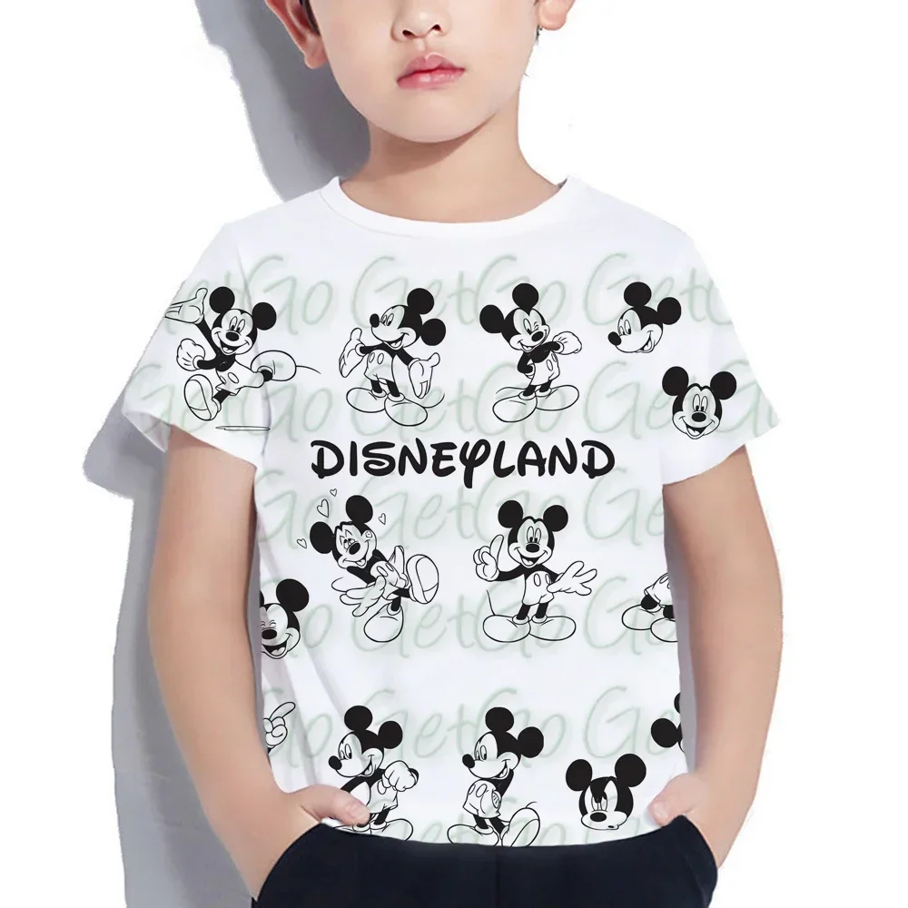 

2024 Summer Disney 3d Print Mickey Mouse T Shirt Children Casual Harajuku T Shirt Kids Short Sleeve Girls Tshirt Cartoon T-shirt