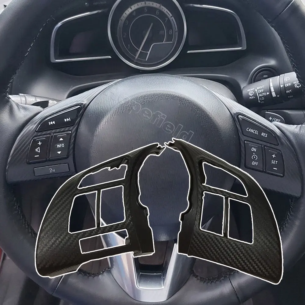 Carbon Fiber Steering Wheel Switch Trim Cover Interior Panel Frame Decoration For mazda cx5 cx-5 KE 2012-2016 car accessories