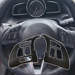Carbon Fiber Steering Wheel Switch Trim Cover Interior Panel Frame Decoration For mazda cx5 cx-5 KE 2012-2016 car accessories