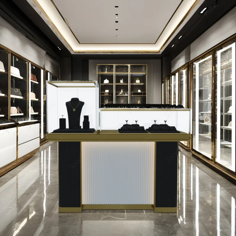 custom.SUNDO Custom Modern Stylish Wood Jewelry Store Cabinet Tabletop Display Showcase