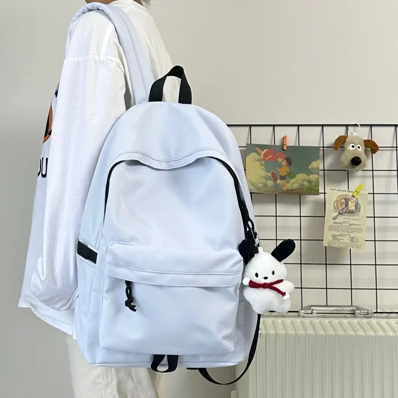 Spring Summer New Three Color Simple Solid Nylon Backpack Light Wear Resistant Large Capacity Student Campus Casual School Bag