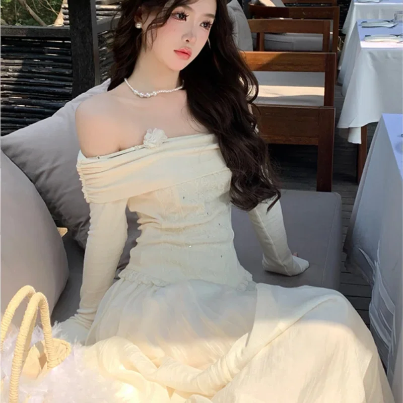 

Женские футболки принцессы с разрезом на шее в стиле пэчворк, шикарные, милые, сексуальные, универсальные, модные, уютные, облегающие, популярные топы Y2k с длинными рукавами