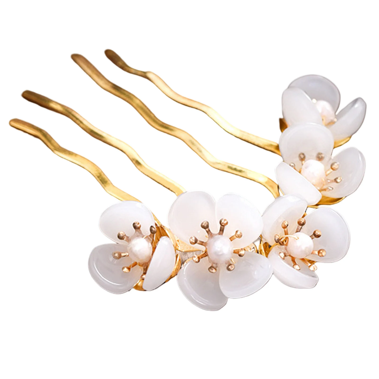 Flowers U-Shaped Hairpin Female Attractive Chignon Retro Hair Pin for Stage Performance Cosplay