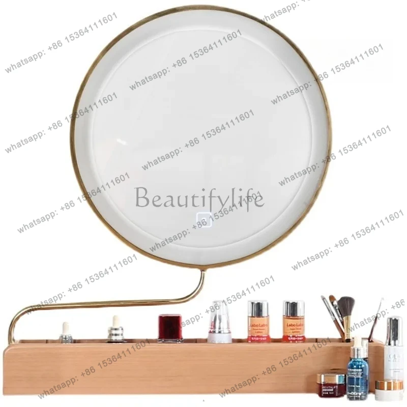 Best Sellers Dresser Mirror Can Be Flipped Desktop Makeup Mirror With Lamp Round Mirror Smart Led Lamp Multi-function