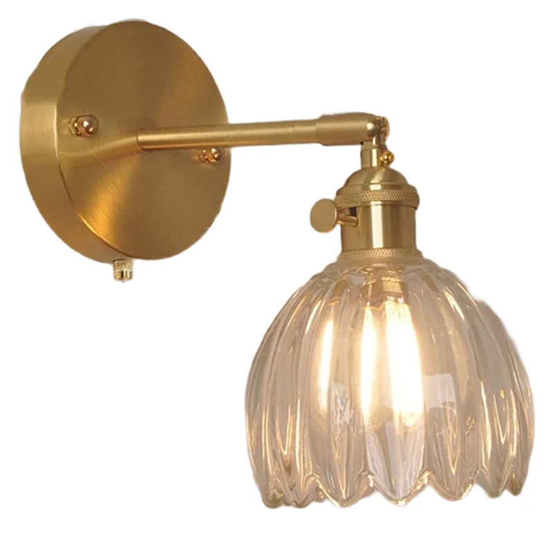 

【DIY DECOR】Vintage LED Wall Lamp Luminaire Amber Glass Pull Chain Switch Home Restaurant Study Loft Bedside Light Decor Fixture