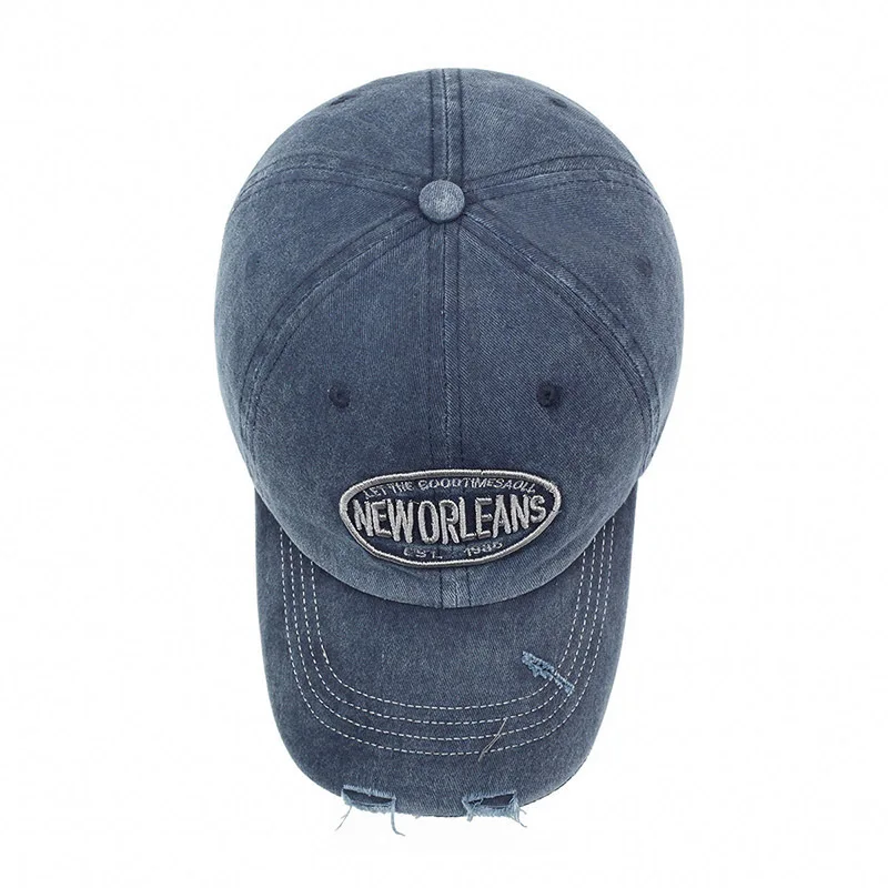 Retro Ripped Denim Duckbill Hat, Cotton Washed Distressed Texture, Soft Top Casual Sun Protection Baseball Cap