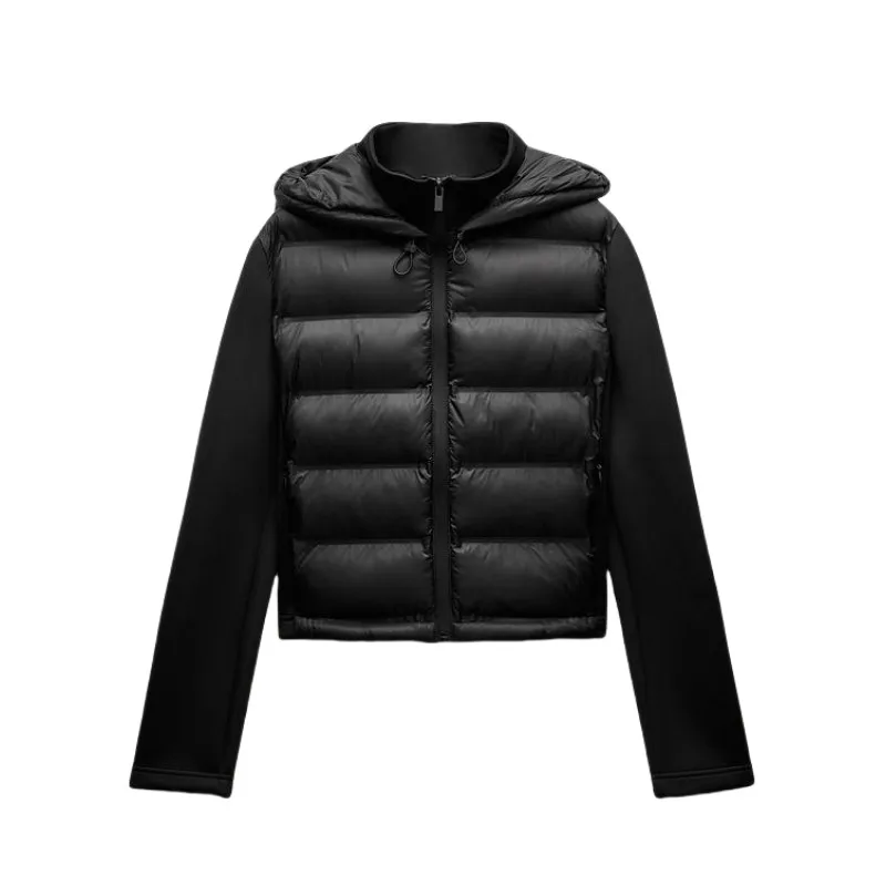 2024 Winter New Arrival TRAF Women\'s Lightweight Warm Down Jacket with Long Sleeves and Zippered Hooded Sports Coat 4391742